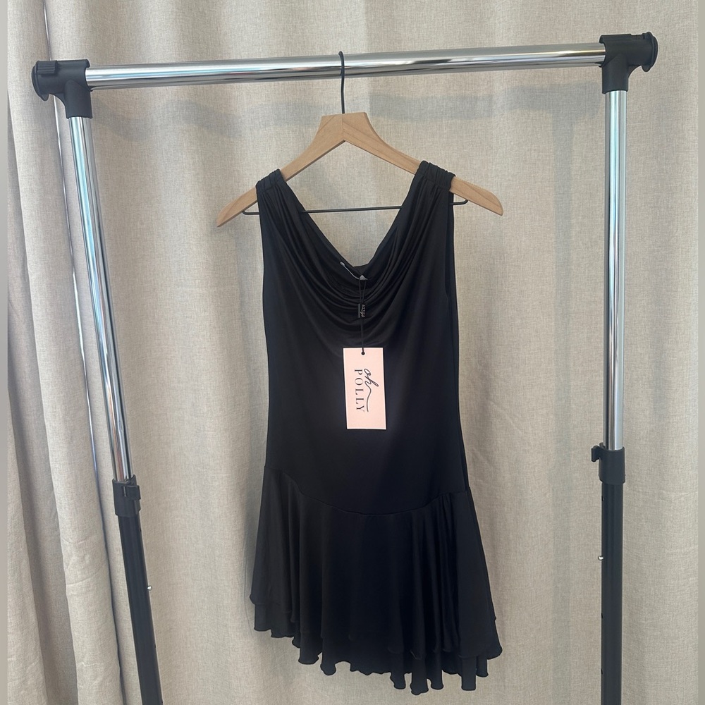 Oh Polly Black Draped Neck Dress